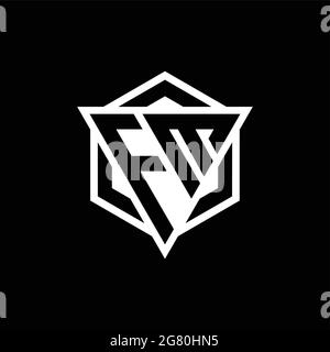 FM logo monogram with triangle and hexagon shape combination isolated on back and white colors Stock Vector
