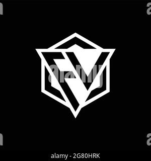 FV Logo monogram with triangle and hexagon modern design template ...