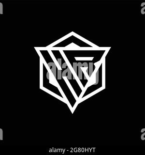 HR logo monogram with triangle and hexagon shape combination isolated on back and white colors Stock Vector