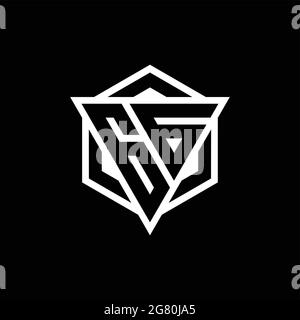 GG logo monogram with triangle and hexagon shape combination isolated on back and white colors Stock Vector
