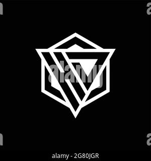 HD logo monogram with triangle and hexagon shape combination isolated on back and white colors Stock Vector