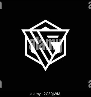 HP logo monogram with triangle and hexagon shape combination isolated on back and white colors Stock Vector