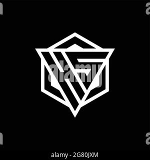 HS logo monogram with triangle and hexagon shape combination isolated on back and white colors Stock Vector
