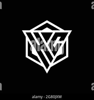 HC logo monogram with triangle and hexagon shape combination isolated on back and white colors Stock Vector