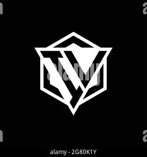 IV logo monogram with triangle and hexagon shape combination isolated on back and white colors Stock Vector