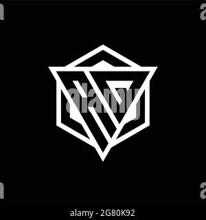 AQ logo monogram with triangle and hexagon shape combination isolated on back and white colors Stock Vector