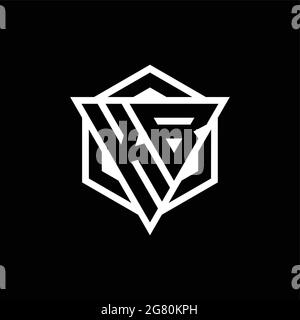 KB logo monogram with triangle and hexagon shape combination isolated on back and white colors Stock Vector