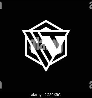 KT logo monogram with triangle and hexagon shape combination isolated on back and white colors Stock Vector