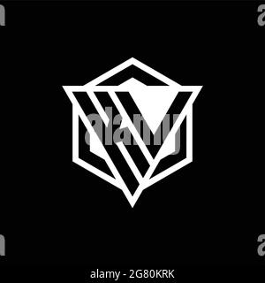 KV logo monogram with triangle and hexagon shape combination isolated on back and white colors Stock Vector