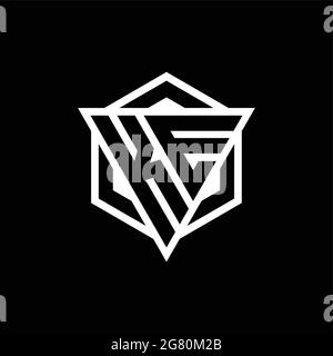 KE logo monogram with triangle and hexagon shape combination isolated on back and white colors Stock Vector