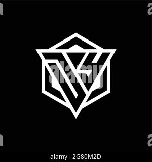 DY logo monogram with triangle and hexagon shape combination isolated on back and white colors Stock Vector