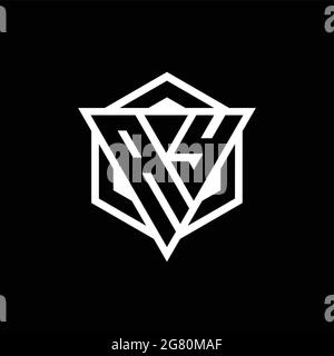 AY logo monogram with triangle and hexagon shape combination isolated on back and white colors Stock Vector