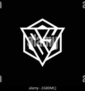 BY logo monogram with triangle and hexagon shape combination isolated on back and white colors Stock Vector