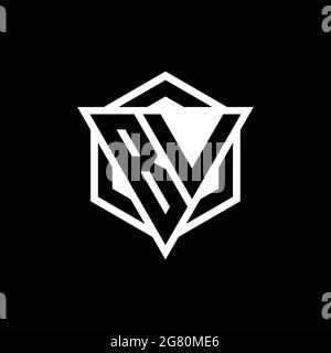 BV logo monogram with triangle and hexagon shape combination isolated on back and white colors Stock Vector