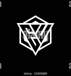 EU logo monogram with triangle and hexagon shape combination isolated on back and white colors Stock Vector