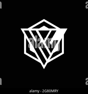 KL logo monogram with triangle and hexagon shape combination isolated on back and white colors Stock Vector