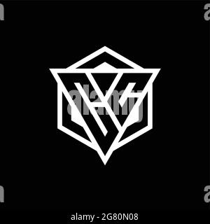 CC logo monogram with triangle and hexagon shape combination isolated on back and white colors Stock Vector