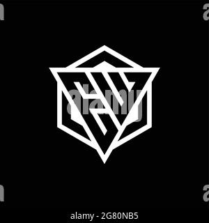 EW logo monogram with triangle and hexagon shape combination isolated on back and white colors Stock Vector
