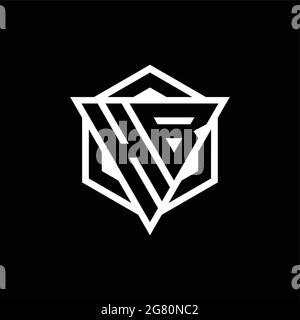 HB logo monogram with triangle and hexagon shape combination isolated on back and white colors Stock Vector