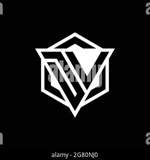 DV logo monogram with triangle and hexagon shape combination isolated on back and white colors Stock Vector