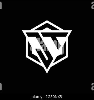 JT logo monogram with triangle and hexagon shape combination isolated on back and white colors Stock Vector