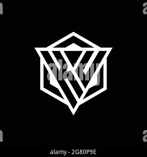 KU logo monogram with triangle and hexagon shape combination isolated on back and white colors Stock Vector