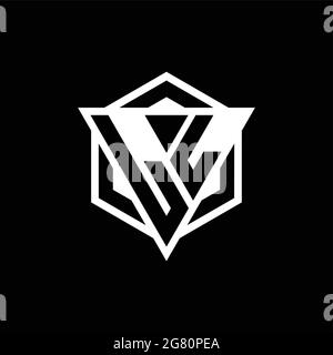 LL logo monogram with triangle and hexagon shape combination isolated on back and white colors Stock Vector