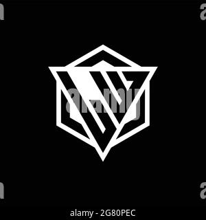 LW logo monogram with triangle and hexagon shape combination isolated on back and white colors Stock Vector