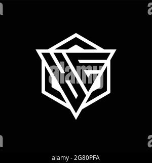 AE logo monogram with triangle and hexagon shape combination isolated on back and white colors Stock Vector