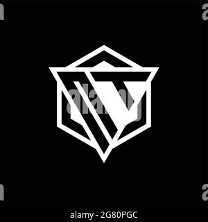 NT logo monogram with triangle and hexagon shape combination isolated on back and white colors Stock Vector