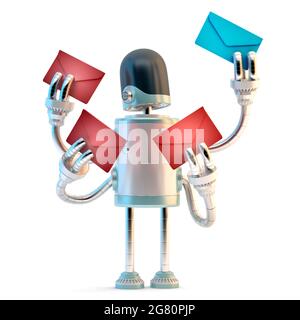 Spambot filtering e-mails. 3D illustration. Isolated Stock Photo