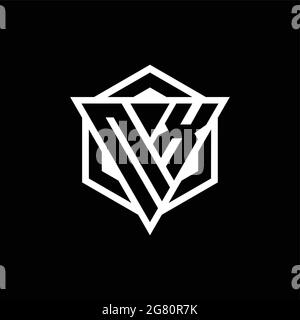 NX logo monogram with triangle and hexagon shape combination isolated on back and white colors Stock Vector