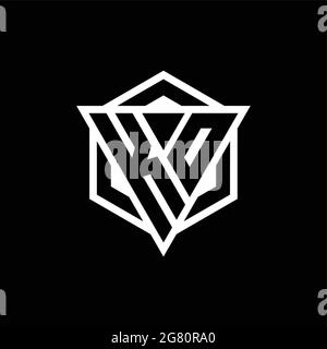 KO logo monogram with triangle and hexagon shape combination isolated on back and white colors Stock Vector