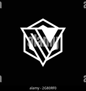 NV logo monogram with triangle and hexagon shape combination isolated on back and white colors Stock Vector