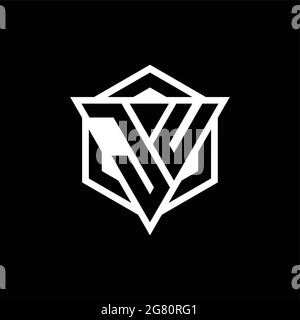 JU logo monogram with triangle and hexagon shape combination isolated on back and white colors Stock Vector