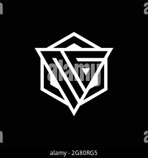 NG logo monogram with triangle and hexagon shape combination isolated on back and white colors Stock Vector