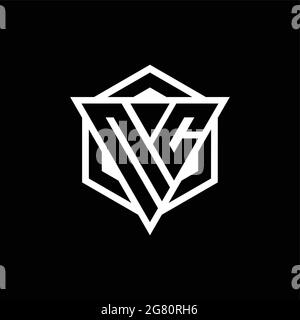 NC logo monogram with triangle and hexagon shape combination isolated on back and white colors Stock Vector