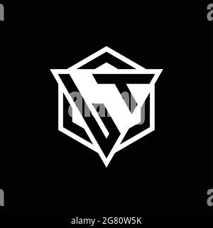 LT logo monogram with triangle and hexagon shape combination isolated on back and white colors Stock Vector
