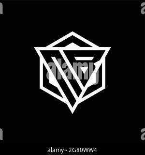 NB logo monogram with triangle and hexagon shape combination isolated on back and white colors Stock Vector