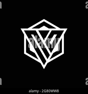 NO logo monogram with triangle and hexagon shape combination isolated on back and white colors Stock Vector