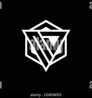ND logo monogram with triangle and hexagon shape combination isolated on back and white colors Stock Vector