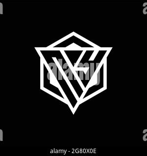 NY logo monogram with triangle and hexagon shape combination isolated on back and white colors Stock Vector
