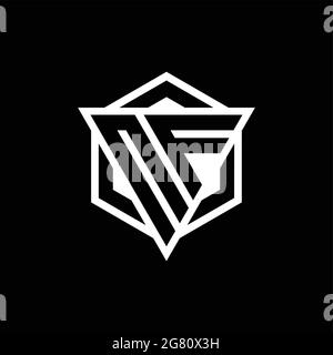 NF logo monogram with triangle and hexagon shape combination isolated on back and white colors Stock Vector