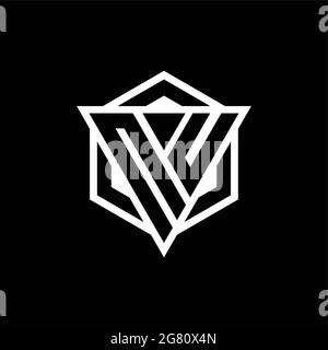 NU logo monogram with triangle and hexagon shape combination isolated on back and white colors Stock Vector