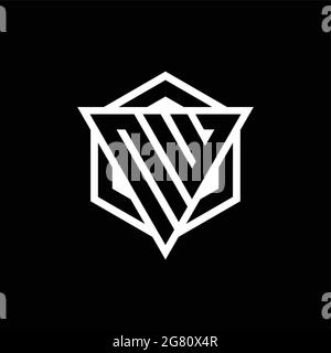 NW logo monogram with triangle and hexagon shape combination isolated on back and white colors Stock Vector