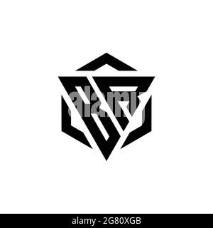 BR Logo monogram with triangle and hexagon modern design template isolated on white background Stock Vector