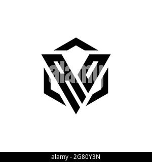 AO Logo monogram with triangle and hexagon modern design template isolated on white background Stock Vector