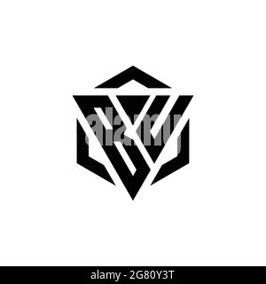 BU Logo monogram with triangle and hexagon modern design template isolated on white background Stock Vector