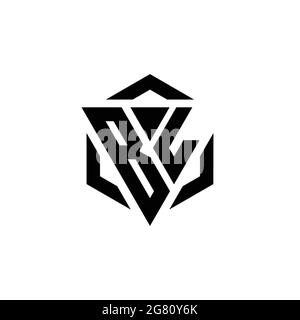 BL Logo monogram with triangle and hexagon modern design template isolated on white background Stock Vector