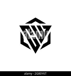 CW Logo monogram with triangle and hexagon modern design template isolated on white background Stock Vector